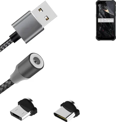 Produktbild von K-S-Trade Hochwertiges Magnet-Lade-kabel Sync-Kabel Daten-Kabel für Oukitel WP20 mit USB-Typ-C-Anschluss und Micro-USB-Anschluss 2A bis zu 480mbps