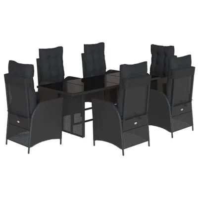 Produktbild von vidaXL 7-tlg. Garten-Essgruppe mit Kissen Schwarz Poly Rattan