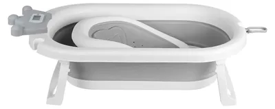 Produktbild von Kinderbecken aus PP + PTE rutschfeste faltbare Badewanne für Babys Platzsparendes Bad für Neugeborene (Krone) 43 x 18 x 86 cm - Grau