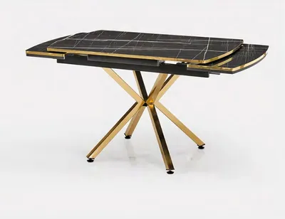 Obrázok produktu pre Jedálenský stôl 120x80 čierne zlato jedálenské stoly jedáleň kov mramor vzhľad