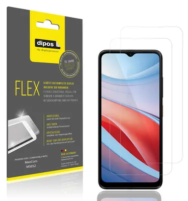 Produktbild von 2x Schutzfolie für MaxCom MS652 Folie, 100% Displayabdeckung, dipos Flex