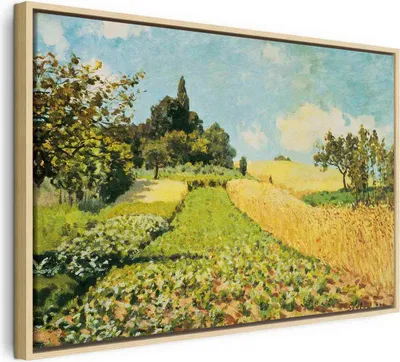 Produktbild von Italienischer Leinwand Leinwandbild - Wheat field (Alfred Sisley) 60x40 cm Reproduktionen l-F-15031-b-a