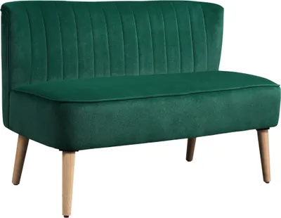 Produktbild von Sofa Retrodesign 2-Sitzer-Sofa, Holzbeine, 117 cm x 56,5 cm x 77 cm, Dunkelgrün