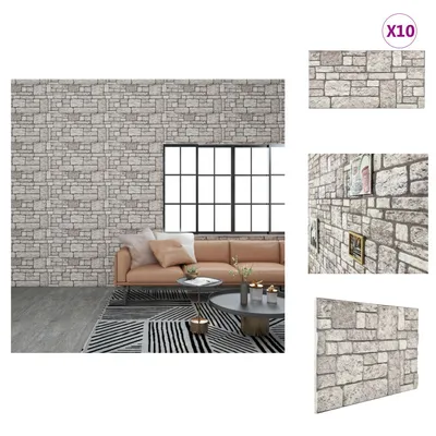 Immagine prodotto di vidaXL Pannelli da parete 3D, 10 pezzi, grigio effetto mattone, EPS - Rivestimento murale