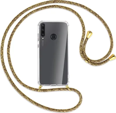 Produktbild von Handykette Backcover-Schutzhülle mit Band (Metall goldfarben) für Huawei Y6p - braun+beige