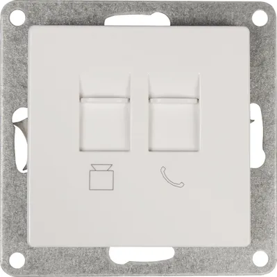 Produktbild von RJ45 + RJ11 Dose McPower "Cup", für ISDN, Cat, UP, weiß, poliert / Hochglanz
