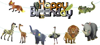 Produktbild von Oblique Unique Happy Birthday Girlande farbenfrohe Tiere Banner für Kindergeburtstag Geburtstag Party Deko für Jungen und Mädchen