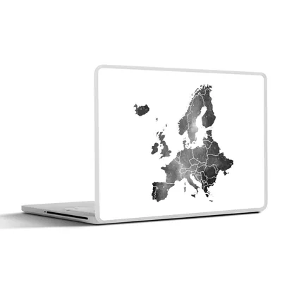 Produktbild von MuchoWow® Laptop Aufkleber Sticker Cover Europa-Karte in Aquarell - schwarz und weiß 30x21 cm - Sticker für Laptop - Selbstklebend