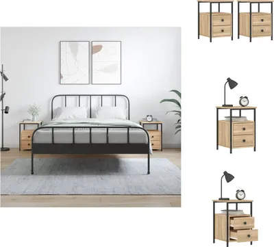 Zdjęcie produktu dla vidaXL Szafki nocne 2 szt. dąb sonoma 34x35,5x50 cm materiał drewnopochodny - Szafki nocne