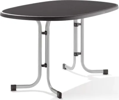 Produktbild von Sieger 252/A  Klapptisch Gartentisch 90x140 graphit klappbar, Dekorplatte oval