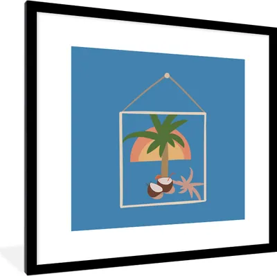 Produktbild von MuchoWow® MuchoWow® Gerahmtes Poster Sommer - Strand - Bilderrahmen - Abstrakt 40x40 cm - Poster mit zchwarzem Bilderrahmen - Poster - Plakat im Rahmen