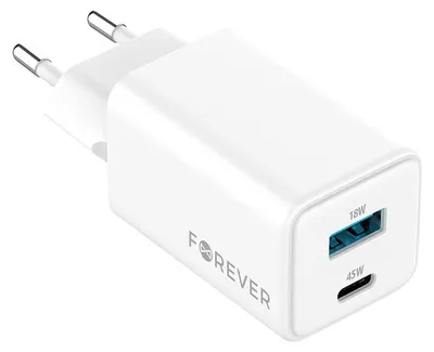 Zdjęcie produktu dla Ładowarka sieciowa Forever TC-08-45AC GaN 45W PD+QC 1xUSB-C 1xUSB-A