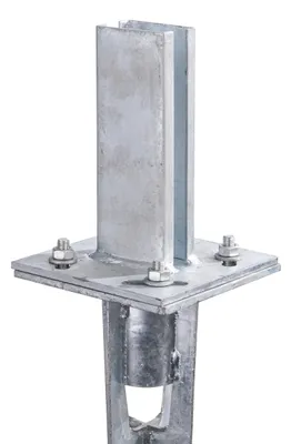 Obrázek produktu pro Alberts 676162 Nastavitelná zemní objímka, celková délka 1060 mm, vhodná pro sloupky plotů z dvojitých drátěných pletiv o rozměrech 60 x 40 mm, zemní objímka je vyrobena z žárově pozinkované oceli