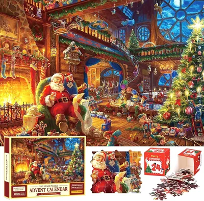 Zdjęcie produktu dla Kalendarz adwentowy na Boże Narodzenie 2023 - Puzzle dla dzieci - 70 x 50 cm - Kalendarz adwentowy z puzzlami, 1008 elementów