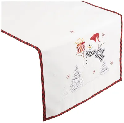 Produktbild von Tischwäsche mit Stickerei Schneemann 85 x 85 cm - Ecru