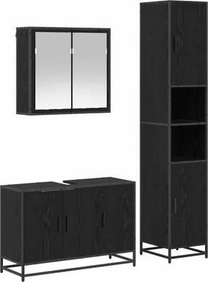 Immagine prodotto di vidaXL Set di mobili da bagno 3 pezzi in rovere nero a base di legno