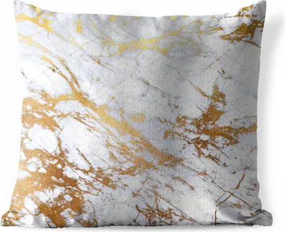 Produktbild von MuchoWow® Outdoor Kissen - Marmor - Gold - Weiß - 40x40 cm - Wetterfest - Lounge Kissen - Kopfkissen - Interieur - Polster mit Bild