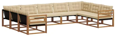 Produktbild von vidaXL Outdoor-Sofagarnitur mit Kissen 9 pcs Natur und Beige