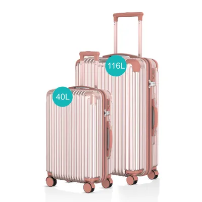 Image de Voyagoux® - Ensemble de voyage S/L - Valises - 2 pièces - Valise de voyage avec roulettes - Or rose - Serrure TSA
