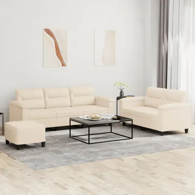 Obrázok produktu pre Maison Exclusive – 3-dielna sedacia súprava s vankúšmi, béžová mikrovlákna