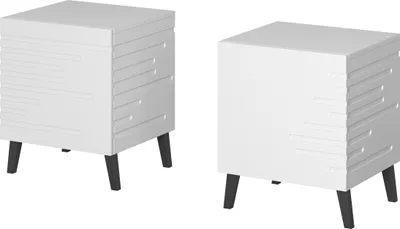 Produktbild von Furniture24 2 x Nachttisch NOVA in Matte MDF-Platte Nachtschrank mit Schublade Nachtkästchen 2 Stück Weiß