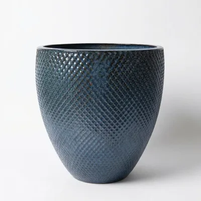 Produktbild von Provencelia Keramik Pflanzkübel Signac Blau, Ø22 x H25 cm, frostbeständig, handgefertigt, glasiert, Outdoor, Terrasse, winterfest