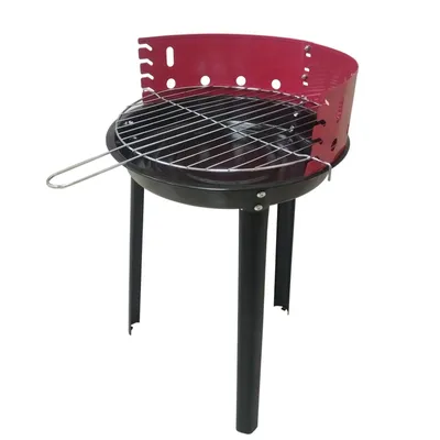 Produktbild von Friesenthal Standgrill Holzkohlegrill – Rundgrill, höhenverstellbarer Grillrost & Windschutz, kompakter Holzkohlegrill für Festivals, Camping & Garten