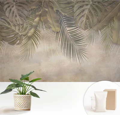 Obrázek produktu pro Fototapeta  – 152 x 104 cm – tapeta – fototapeta – nástěnné obrazy  – dekorativní fólie – tapetová fólie – stěna – dekorace – obývací pokoj – tropické listy