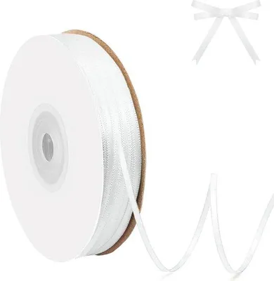 Produktbild von Weiss Satinband 91 m Weiß Satinband breit 3 mm - für Hochzeit Taufe Geburtstag Dekoration - Geschenkverpackung