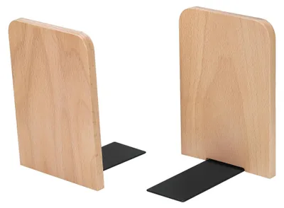 Image de Lot de 4 supports de livres en bois, de forme en L, avec pieds antidérapants