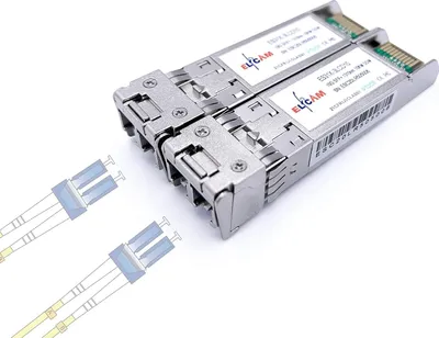 Immagine prodotto di Elfcam - 2 pezzi, 10G SFP+, 10GBase-LR, cavo in fibra ottica duplex con connettori LC/UPC monomodali (OS2), 1310 nm DDM, 10 km