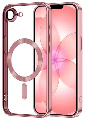 Produktbild von Handyhülle mit Kameraabdeckung für iPhone 17e / 16e, Tech-Protect MagFlex für MagSafe, Transparent und Rosa