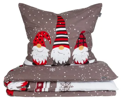 Produktbild von SCHIESSER Bettwäscheset Wichtel | Winterprint | Feinbiber | 2-teilig | 100% Baumwolle | Kuschelweich | YKK-Reißverschluss | 155x220 cm + 80x80 cm | Grau