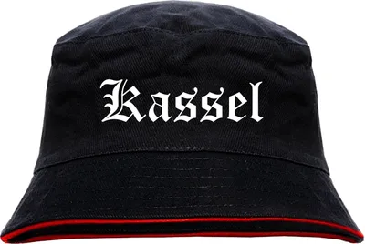 Produktbild von Kassel Anglerhut - Altdeutsche Schrift - Schwarz-Roter Fischerhut S/M SchwarzRot