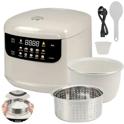 Reiskocher 2L, 10-in-1 Low Carb mit Dampffunktion, weiß
