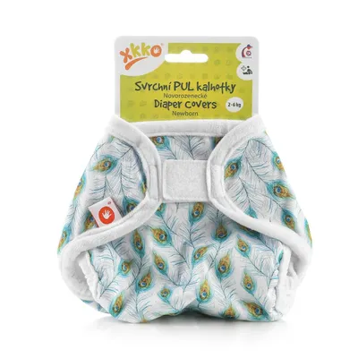 Produktbild von xkko Newborn Überhose Klett Peacock Feathers
