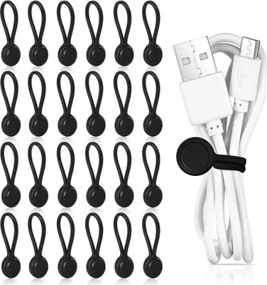 Produktbild von Magnetische Kabelbinder, 24 Stück Silikon Magnet Kabelbinder, Wiederverwendbare Magnetic Cable Ties, Multifunktionale Magnetic Kabel Organizer, für Kopfhörerkabel USB-Ladekabel Stifte