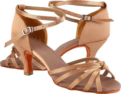 Immagine prodotto di Scarpe latine morbide e comode, scarpa da ballo Cha Cha Cha alla moda per donna, marrone chiaro, 38