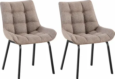 Produktbild von CLP 2er Set Esszimmerstuhl Saranda mit Rückenlehne und schwarzem Metallgestell terrabraun Material Stoff