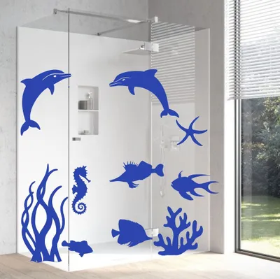 Produktbild von Wandtattoo Aufkleber Delphin  1 Set  Dekoaufkleber  für Bad oder Dusche