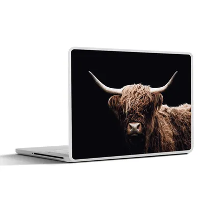 Produktbild von MuchoWow® Laptop Aufkleber Sticker Cover Schottischer Highlander - Schwarz - Horn 40x30 cm - Laptop Dekoration - Selbstklebend