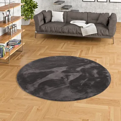 Produktbild von Luxus Super Soft Fellteppich Pearl Anthrazit Rund, Größe:200 cm Rund
