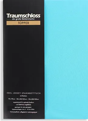 Produktbild von Traumschloss Topper Edel-Jersey Spannbettlaken 90-120 x 200-220 cm türkis 165g/m², 95% gekämmte Mako Baumwolle, 5% Elasthan