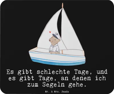 Produktbild von Mr. & Mrs. Panda Mouse Pad Bär Segeln - Schwarz - Geschenk, Segelschule, Mousepad, Yachtclub, pc mauspad, Segeltörn, laptop, Sport, Segelboot