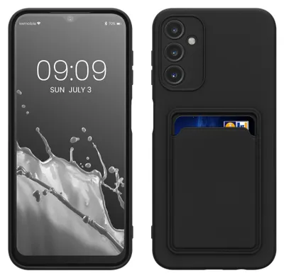 Produktbild von kwmobile Handyhülle für Samsung Galaxy A14 5G Hülle mit Kartenfach - TPU Case - Kabelloses Laden - Schutzhülle Cover in Schwarz