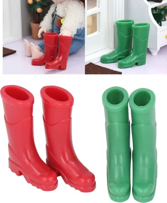 Produktbild von Puppenstiefel 1:12 Mini-Puppenhausdekoration OB11 Regen Miniaturszene Zubehör Schuhmodell Rot Grün