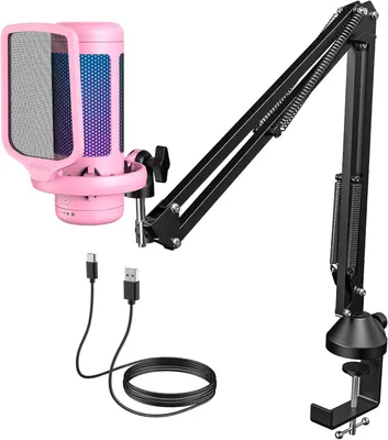 Produktbild von TONOR Gaming Mikrofon PC USB, Kondensator Mic mit RGB-Modi & Helligkeit, Stummschaltung, Mic Arm, Streaming, YouTube, PS4/PS5 TC310+