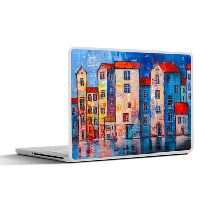 Produktbild von MuchoWow® Laptop Aufkleber Sticker Cover Gemälde - Ölfarbe - Haus - Wasser 40x30 cm - Laptop Dekoration - Selbstklebend