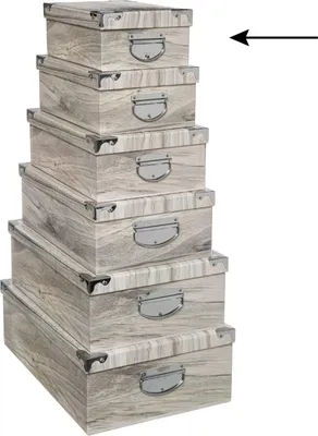 Produktbild von 5Five Aufbewahrungsbox/Box - Holzdruck hell - 28 x 19 x 11 cm - Pappe