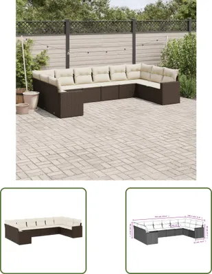 Produktbild von The Living Store 10-tlg. Garten-Sofagarnitur mit Kissen Braun Poly Rattan